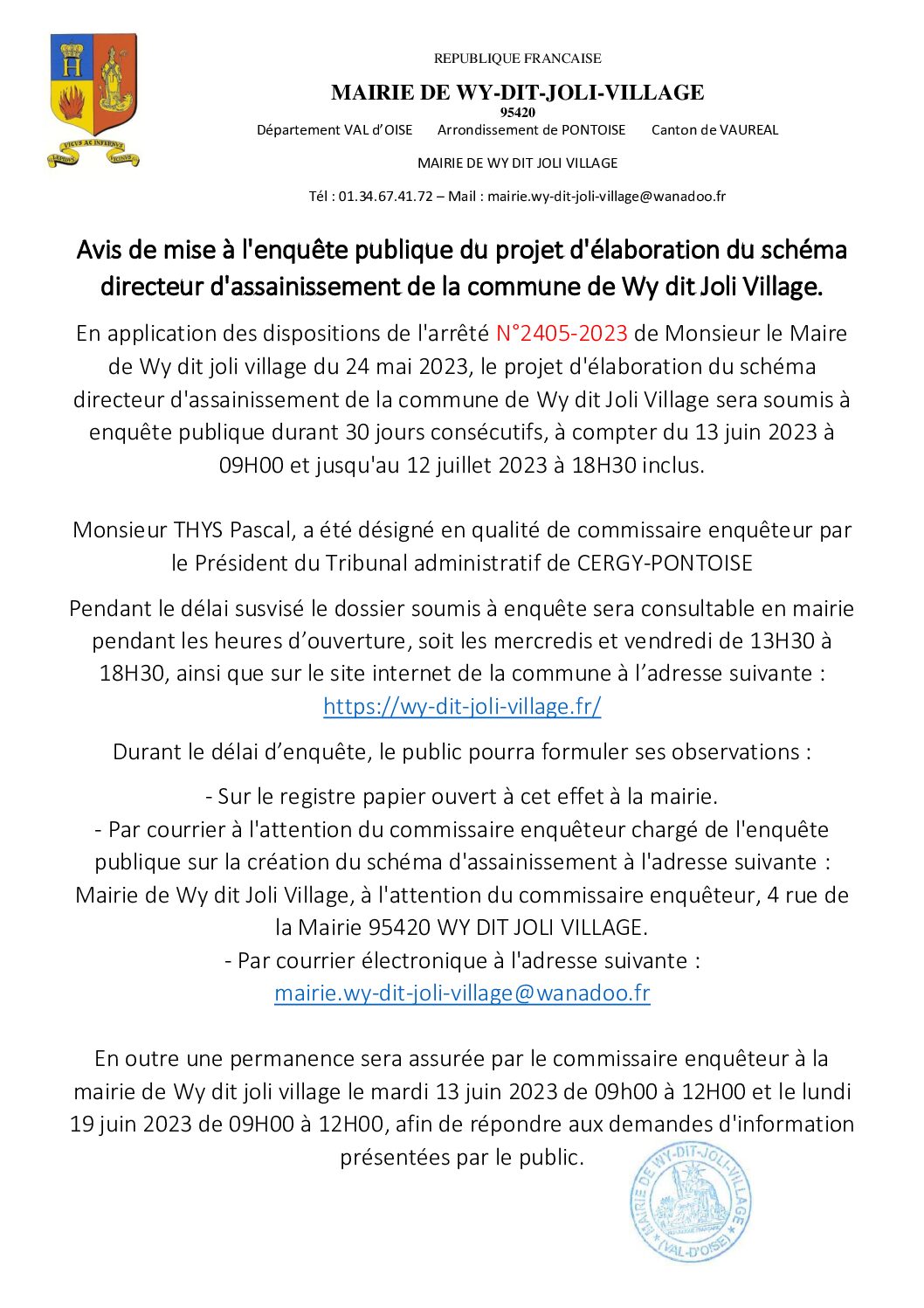 Avis de mise à l’enquête publique